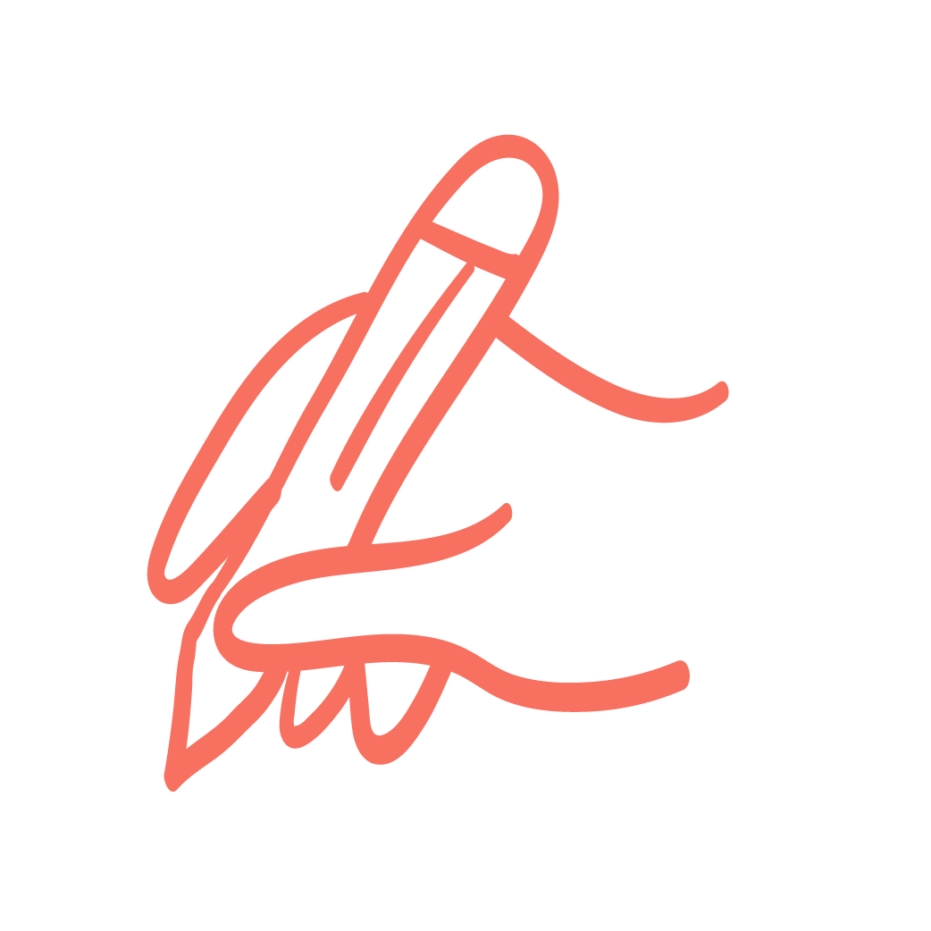 Ein Piktogramm von einer Hand, die einen Stift hält.
