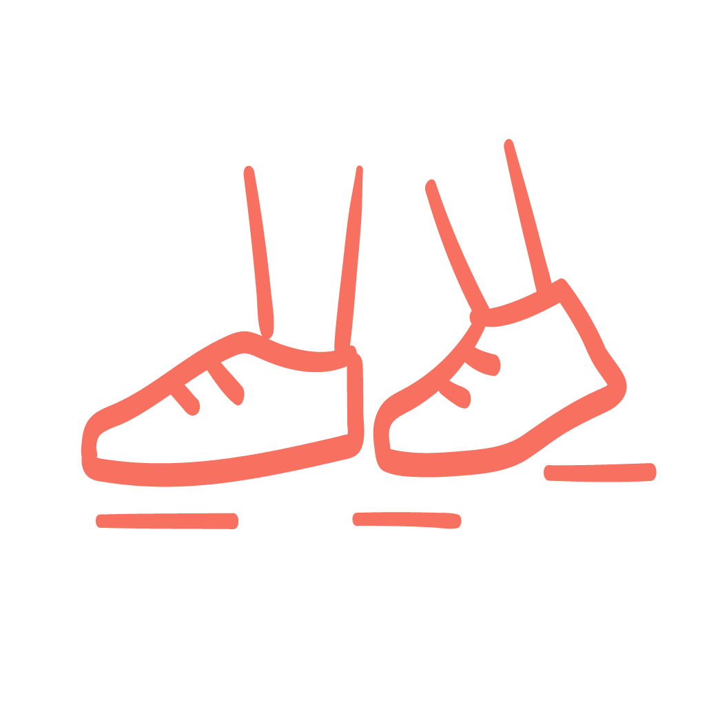Ein Piktogramm von Füßen, die auf unebenem Boden laufen.